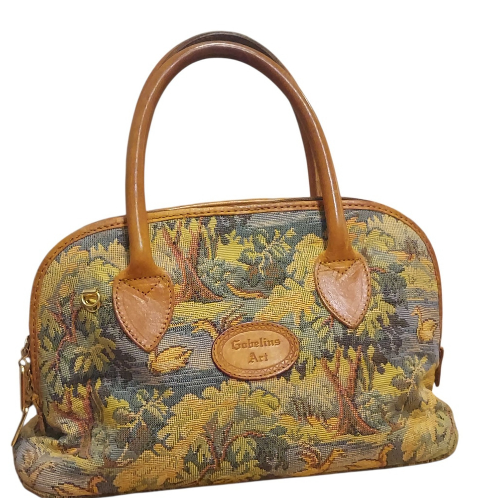 Gobelins Art Two Way Women's Cottagecore Tapestry Vintage Purse Bag Forest Green